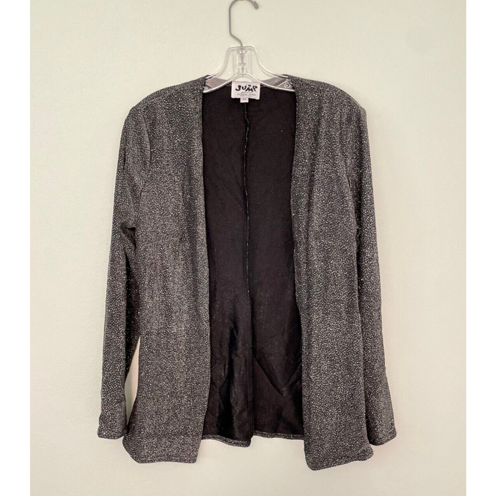 Vintage Jump Womens Cardigan Medium Silver Glitter Stretch Fairy Grunge 90s Y2K